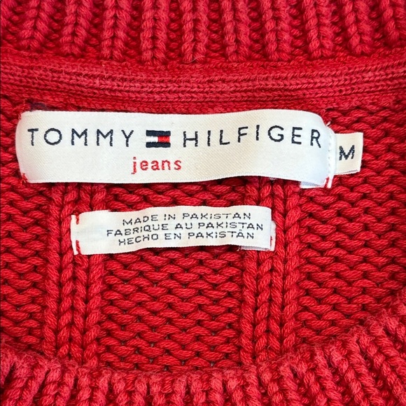Tommy Hilfiger Vintage 00’s Y2K Red Ribbed Sweater Size Medium Long Sleeve - Picture 2 of 7